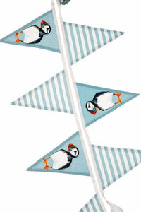 Stunning Cotton Stitched quality Blue & White Coastal Bunting - Choice of Seagull or Puffin