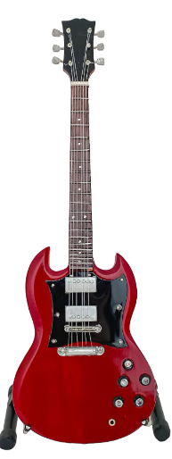 AC/DC Angus Young Gibson 25cm Handmade wooden collectible replica miniature mini guitar with stand (No.2)