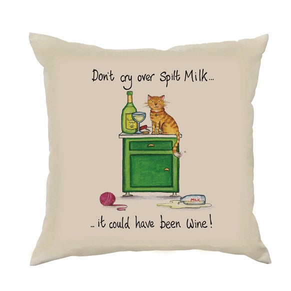 cat funny cushion spilt milk