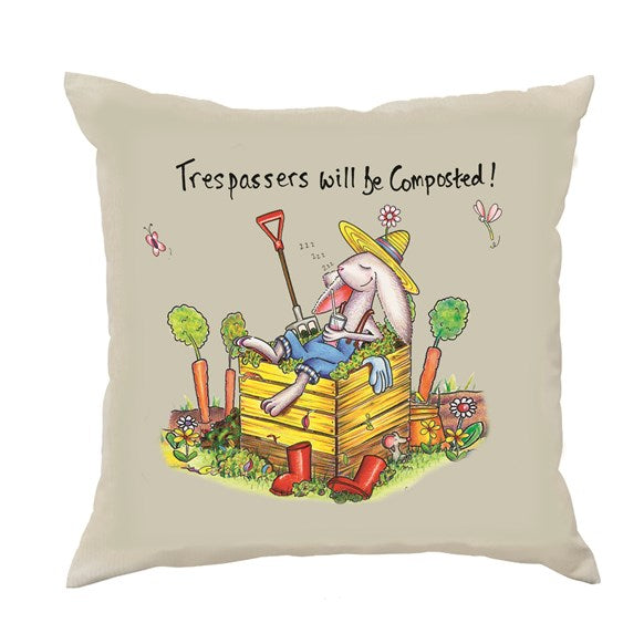 Trespassers funny cushion with Rabbit