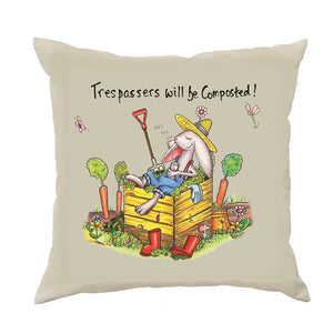 Trespassers funny cushion with Rabbit
