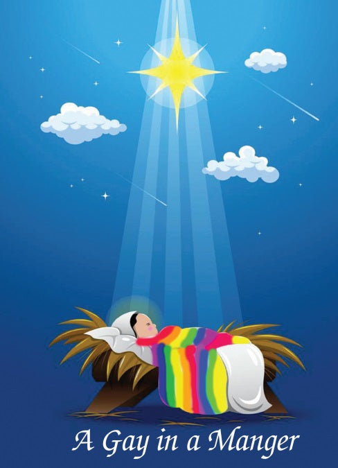 A Gay in a Manger Christmas card  - Free Postage!