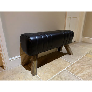 Black leather pommel horse style bench