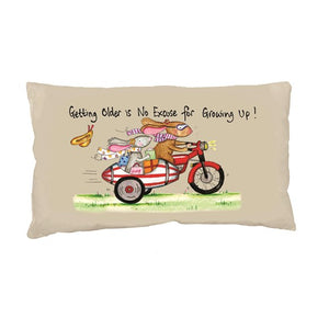 Old biker rabbits funny cushion
