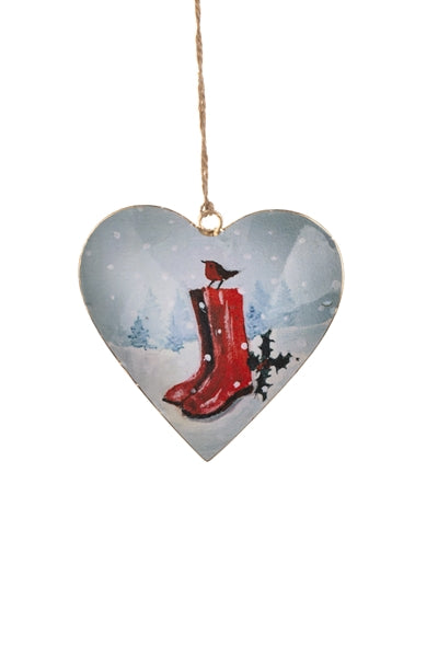 Shoeless joe Christmas Decoration - Metal Heart Tree or Bauble Hanger - Choice Of Designs