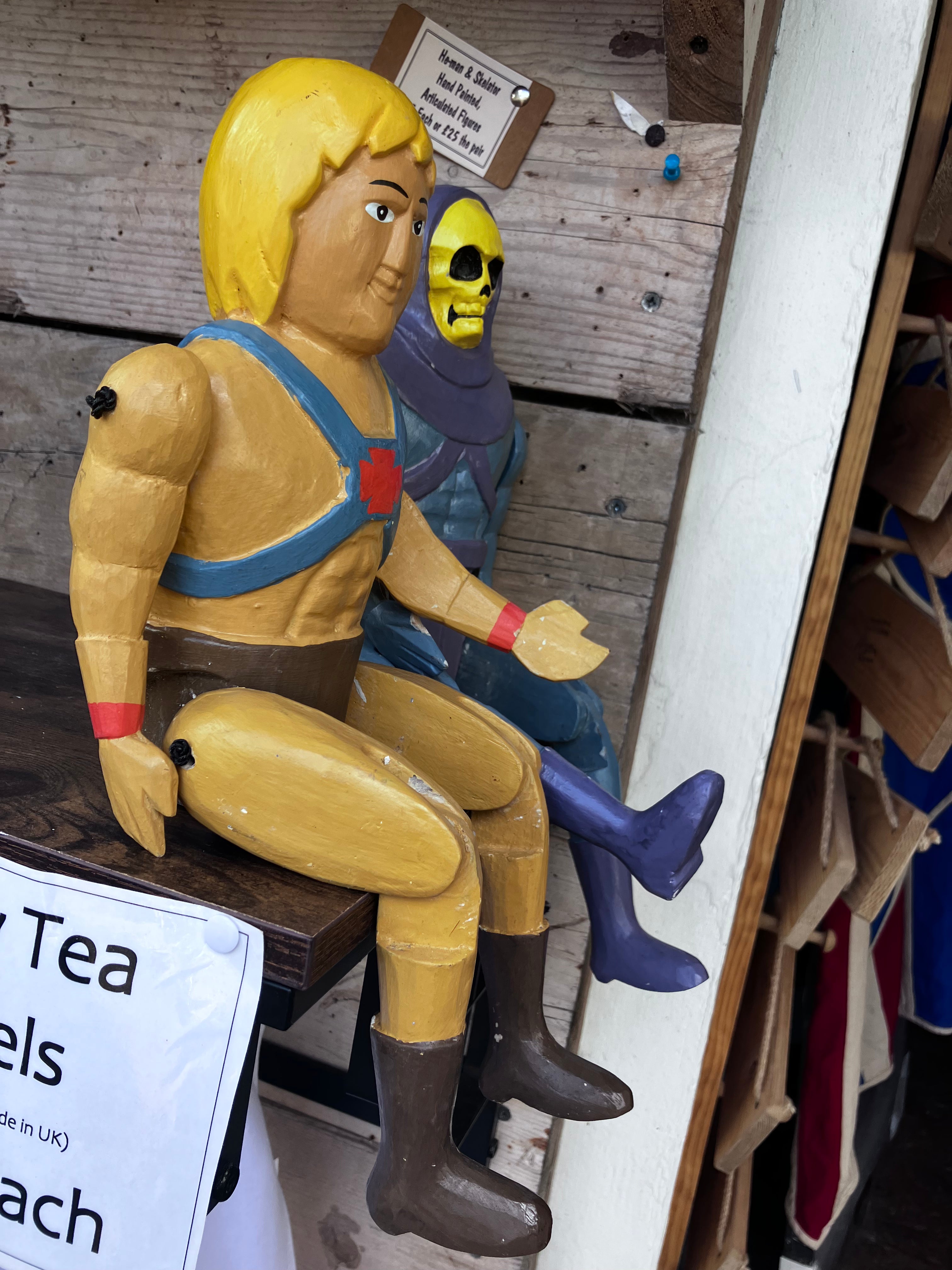 He-man and Skeletor Hand Painted Wooden Articulated Hand Made figure