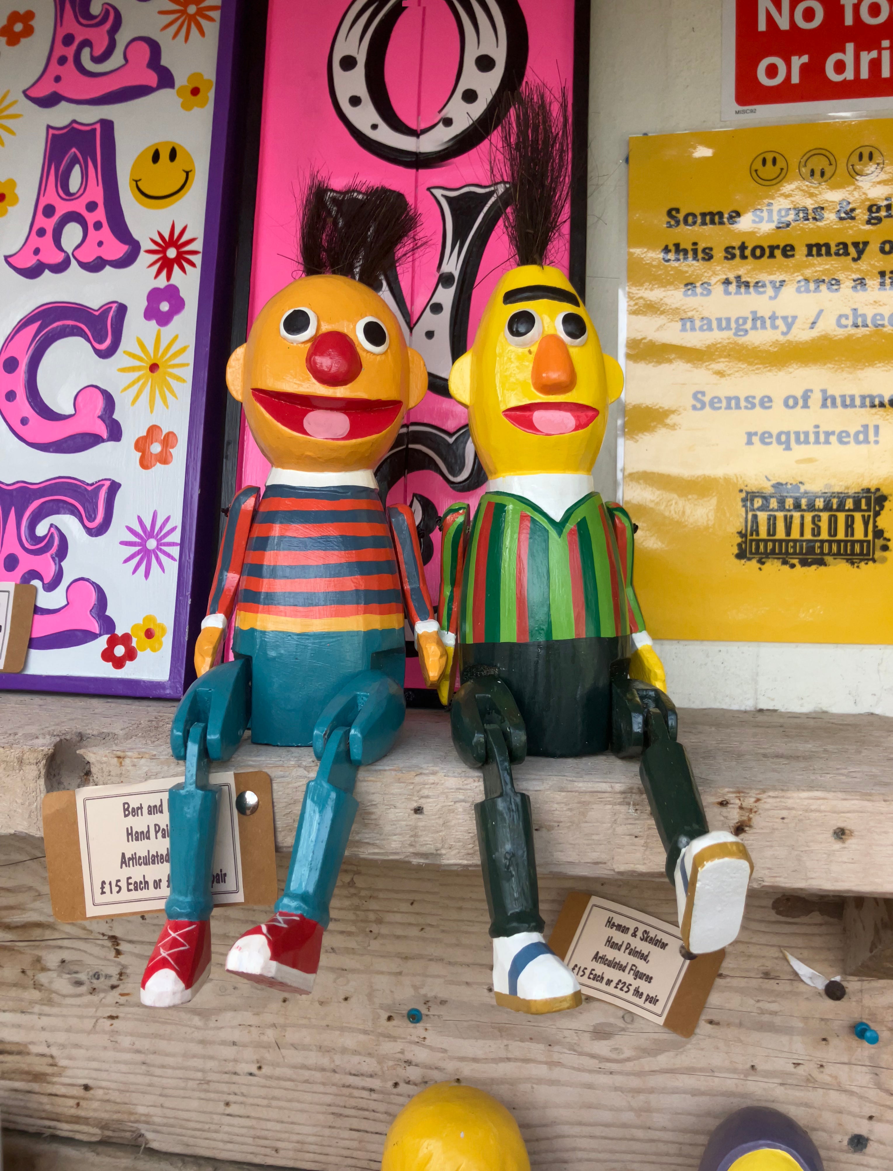 Bert & Ernie Sesame Street Hand Painted Wooden Articulated Hand Made figure