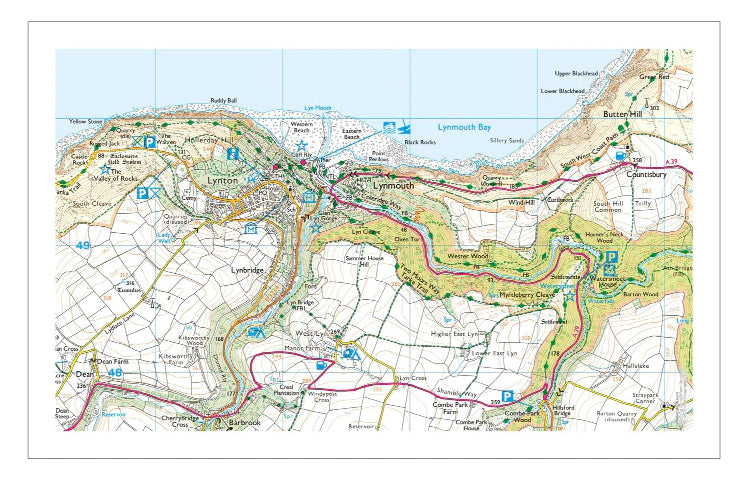 Ordnance Survey Map Lynmouth North Devon Exmoor Walkers South West Mug