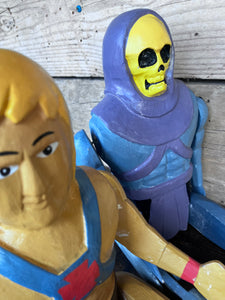 He-man and Skeletor Hand Painted Wooden Articulated Hand Made figure