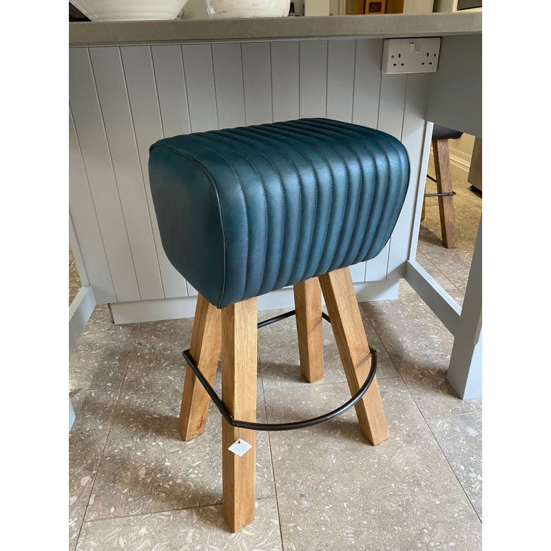 Blue Leather Heavy Duty Solid Bar Stool The Post House Home of