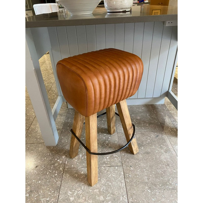 Leather Heavy Duty Solid Pommel Bar Stool - Available in Choice of 3 colours