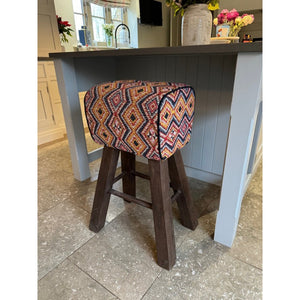 Breakfast Bar Kitchen Counter Stool Handmade Aztec Pommel Horse Style Fabric Seat