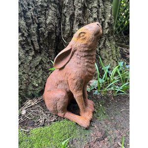 Solid Heavy Cast Iron Rusty Hare / Rabbit Garden Figures - Choice of 2
