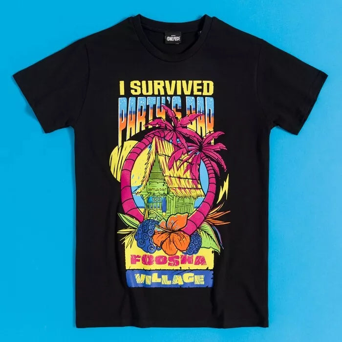 Luffy One Piece I Survived Partys Bar journey t shirt 100% Licenced Cotton TShirt