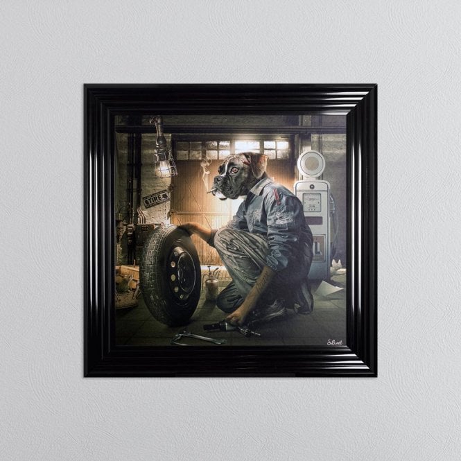 Mechanic Boxer Dog Sylvain Binet framed art