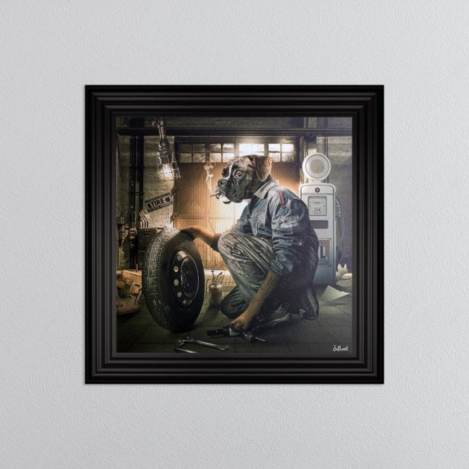 Mechanic Boxer Dog Sylvain Binet framed art