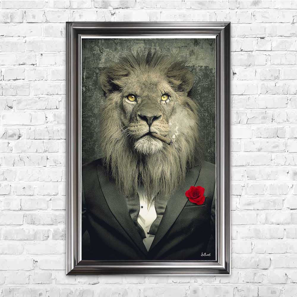 sylvain binet lion mafia boss framed art