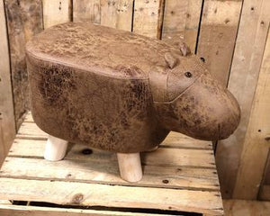 suede animal footstool - brown hippo Stool
