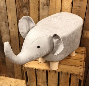 suede animal footstool - light grey elephant Stool