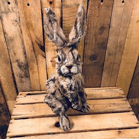 Detailed Wood Effect Hare Rabbit Bunny Figure