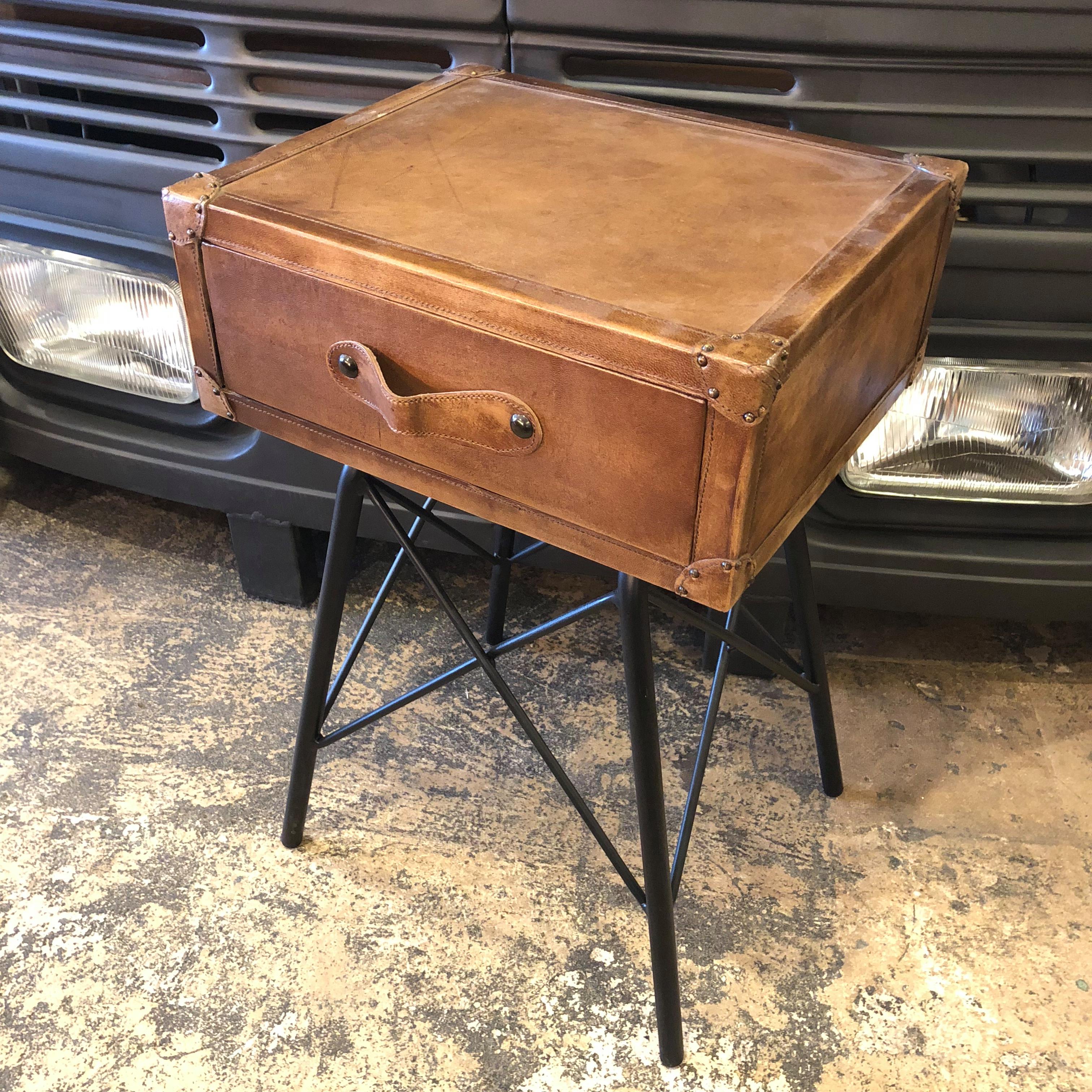 Leather Bedside Table with Drawer