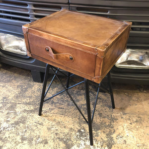 Leather Bedside Table with Drawer