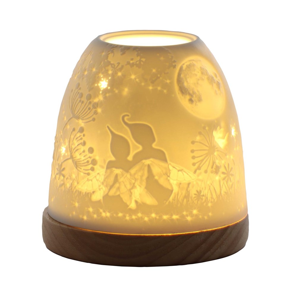 Fairy / Fairies Ceramic Tea Light Dome Candle Igloo with wooden base