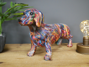 Colourful Paint splash sausage dog daschund Ornament