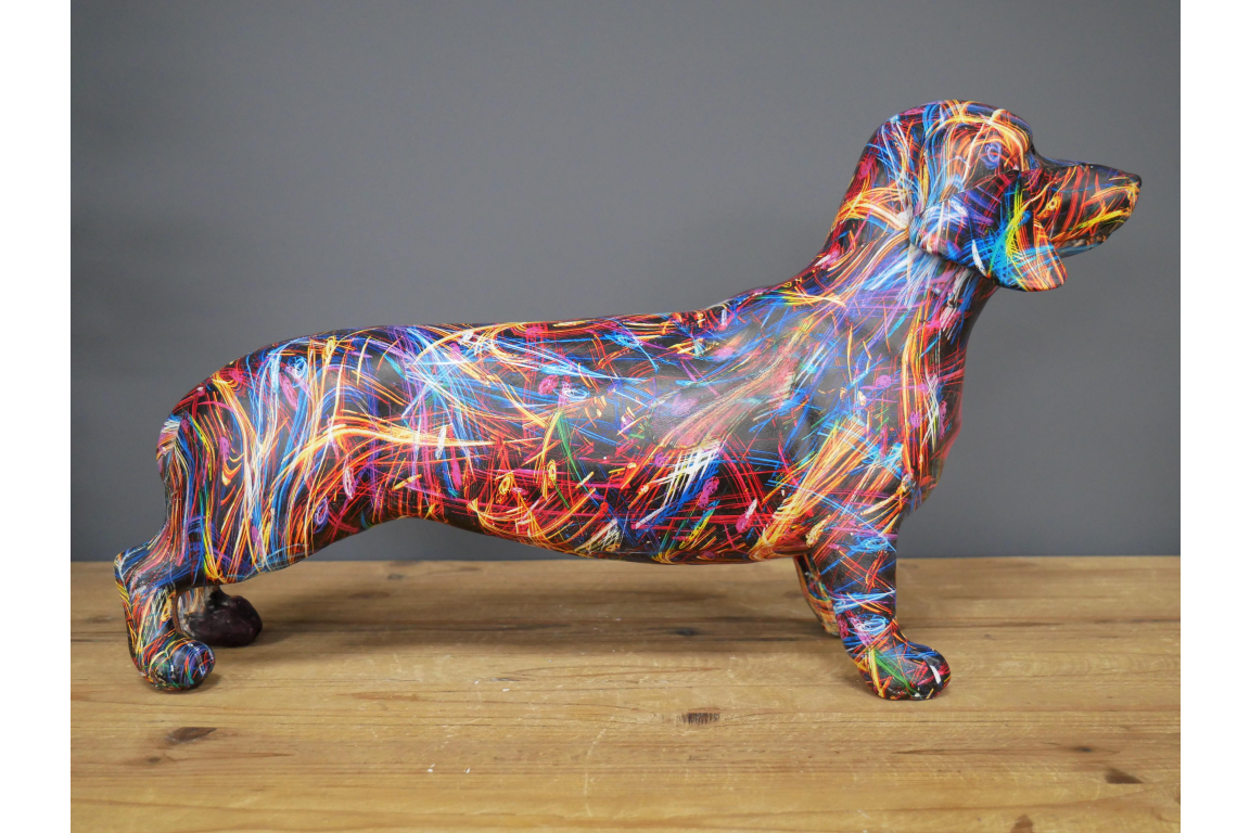 Colourful Paint splash sausage dog daschund Ornament