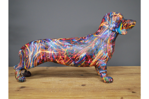 Colourful Paint splash sausage dog daschund Ornament