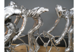 Silver cycling sculpture