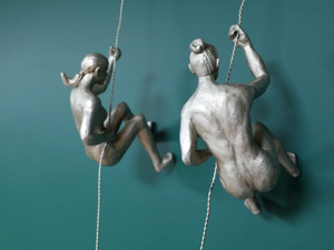 Gold Wall hanging Climbing / Abseiling Woman - Choice of style - SALE
