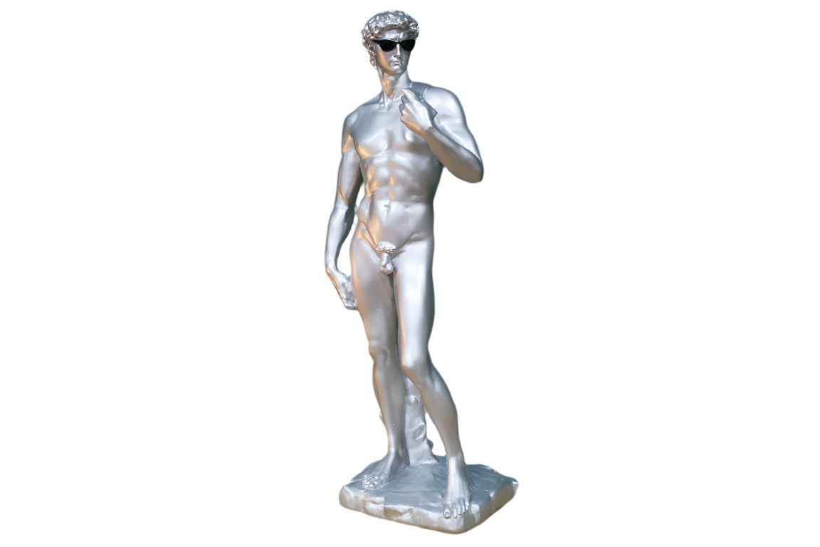 Michelangelo’s Silver David with Sunglasses