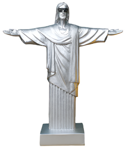Silver Christ the Redeemer wearing sunglasses