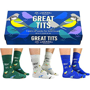 Cockney Spaniel Socks Funny / Rude Box Set - Great Tits Bird Watching Breasts