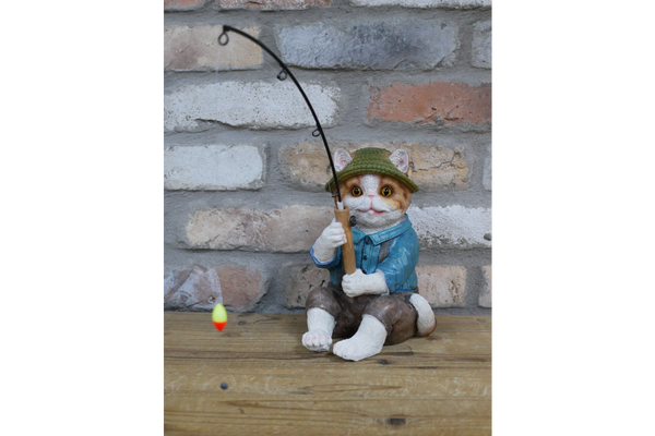 Cat Fishing Figure for garden pond - SALE – The Post House - Home