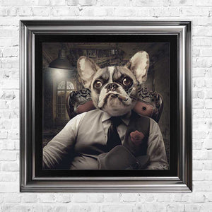 sylvain binet frenchie french bulldog mafia framed art