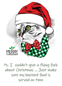 Rude Cat Daddy / Mommy Funny Christmas Card - Free Postage!