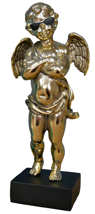 Gold cherub with sunglasses