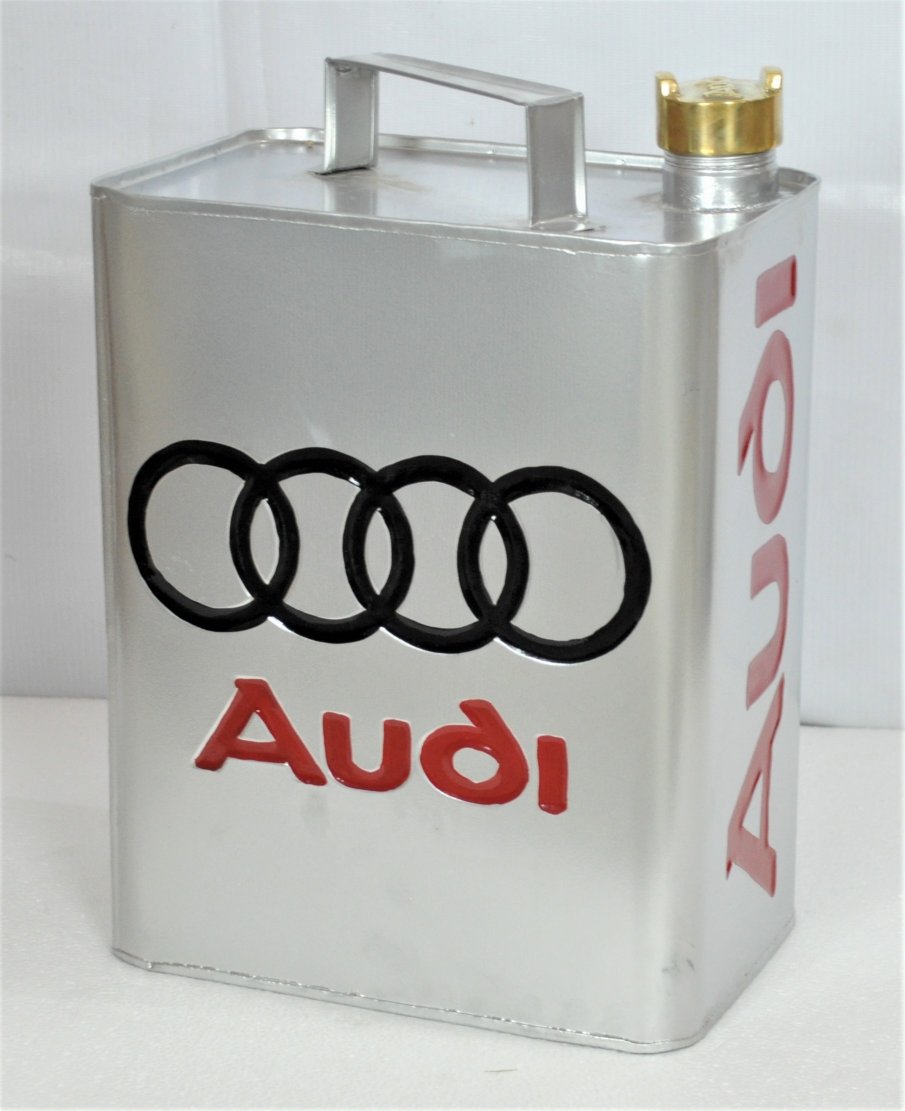 Retro Hand Painted Audi Advertising Aluminium Oil Petrol Jerry can SALE