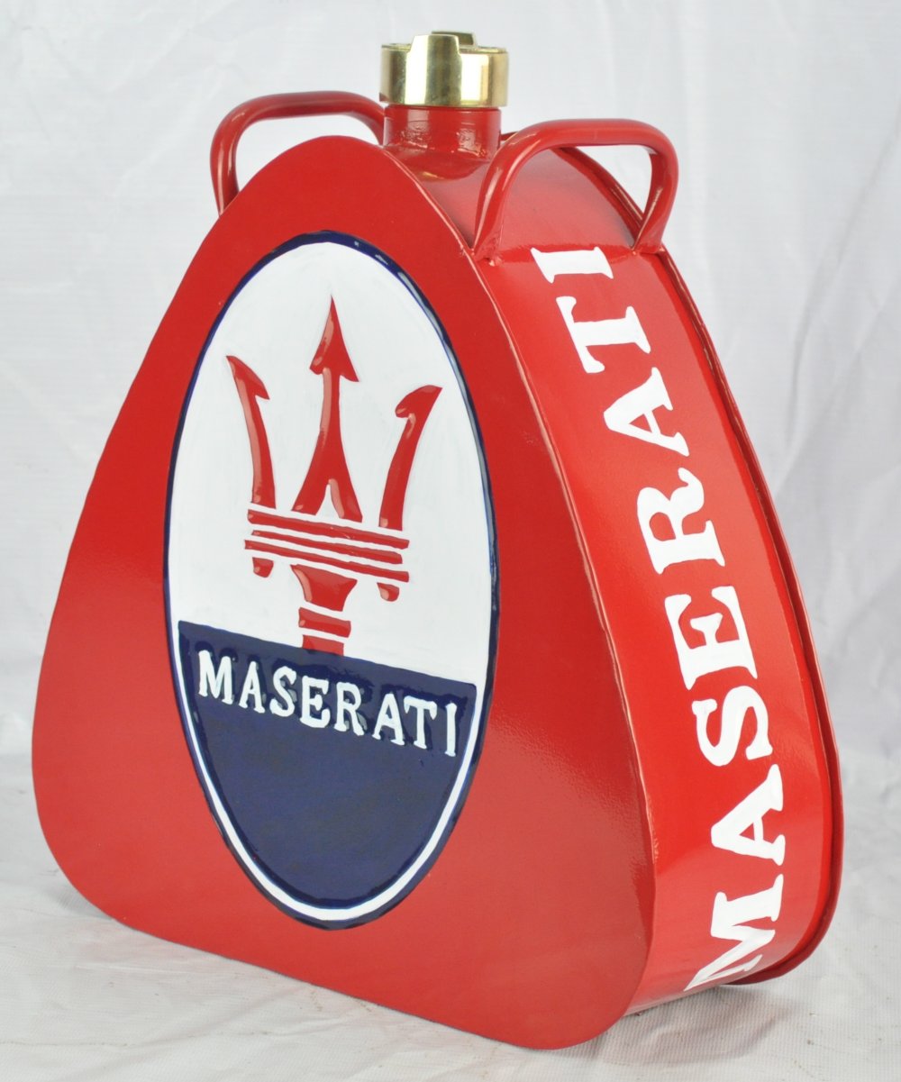 Retro Hand Painted Maserati Advertising Aluminium Oil Petrol Jerry can