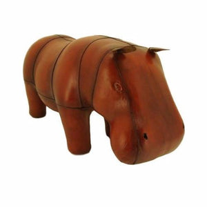 large full leather hippo footstool