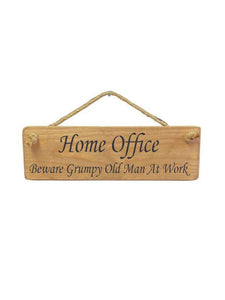 Solid Wood Handmade Roped Sign - Home office  grumpy old man at work