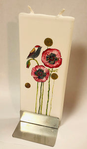 Christmas Poppies Bird Flatyz Handmade Decorative Flat Candles - SALE