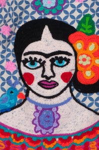 Blue Frida Kahlo Embroidered Apron