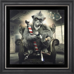 Barber Shop Monkey Sylvain Binet framed art