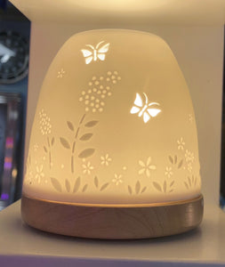 Butterfly Ceramic Tea Light Dome Candle Igloo with wooden base