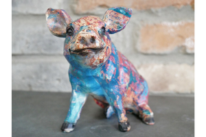 Colourful Paint splat Pig Ornament