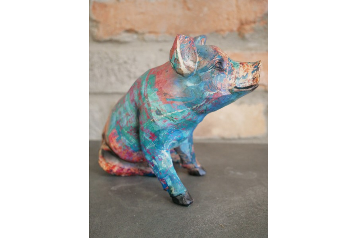 Colourful Paint splat Pig Ornament
