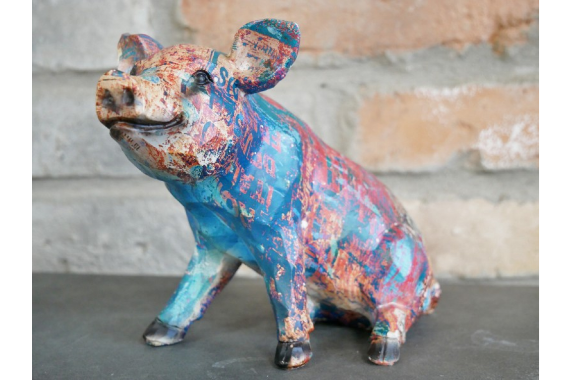 Colourful Paint splat Pig Ornament